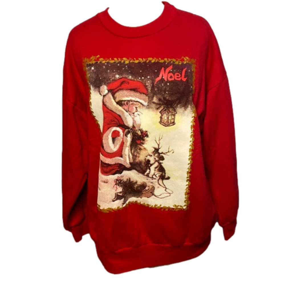 Vintage Look Nutcracker Noel Sweatshirt Red L